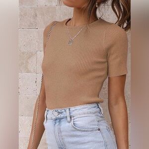 NWOT Zeagoo Terracotta Ribbed Knit Top
